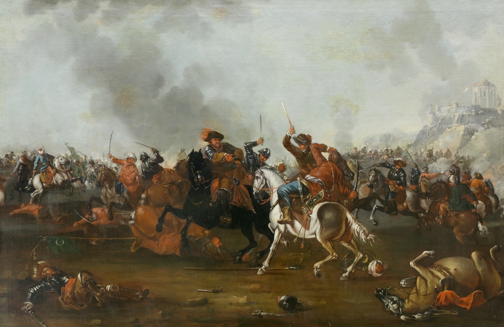 Auktionshaus Quentin Berlin  Gemälde Schlachtenmaler  Italienisch  17./18. Jh.  Kavallerie auf offenem Feld im Gefecht  aus den Türkenkriegen