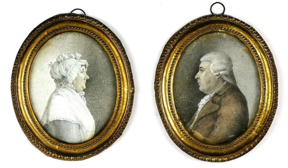 Auktionshaus Quentin Berlin  Zeichnungen Miniaturen  Senff  Friedrich Traugott  Bildnis einer Frau  Bildnis eines Mannes. 1803.
