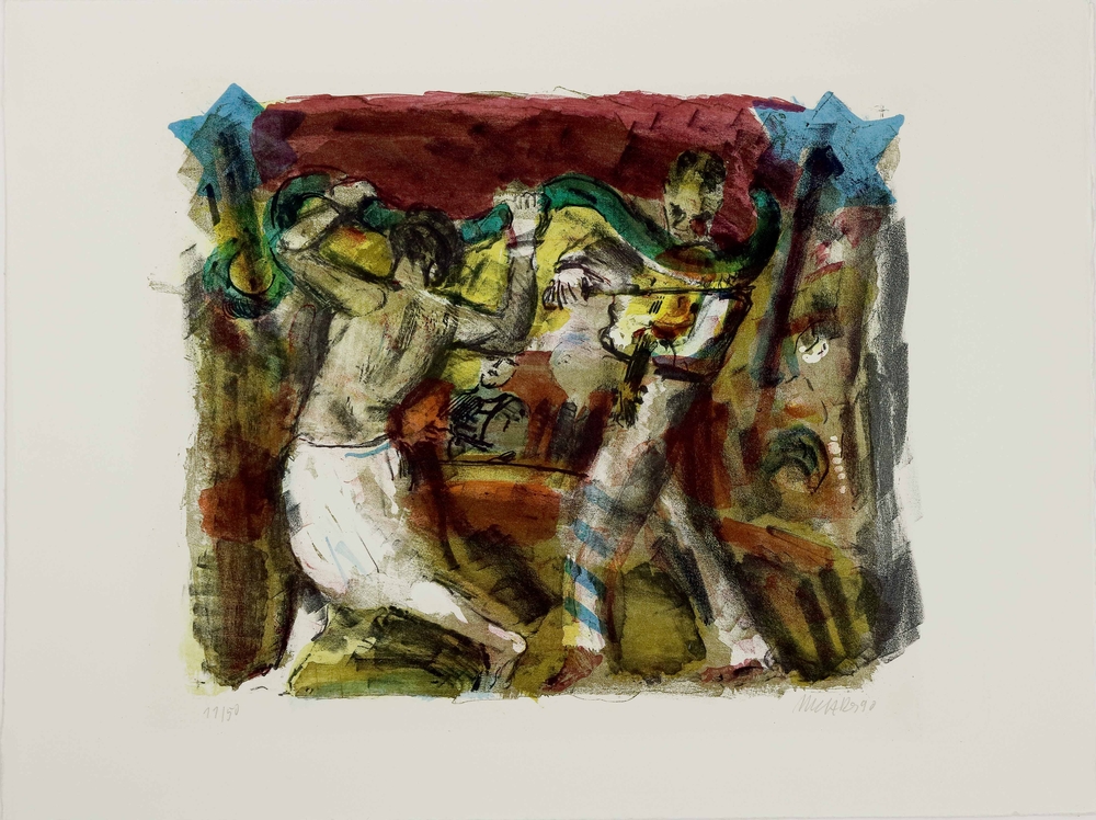 Auktionshaus Quentin Berlin  Künstlergrafik Metzkes  Harald  Hommage a Kurt Schwaen. 10 Farblithografien zum Thema Musik.