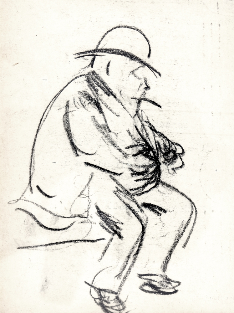 Auktionshaus Quentin Berlin  Zeichnungen Zille  Heinrich  Sitzender Mann.