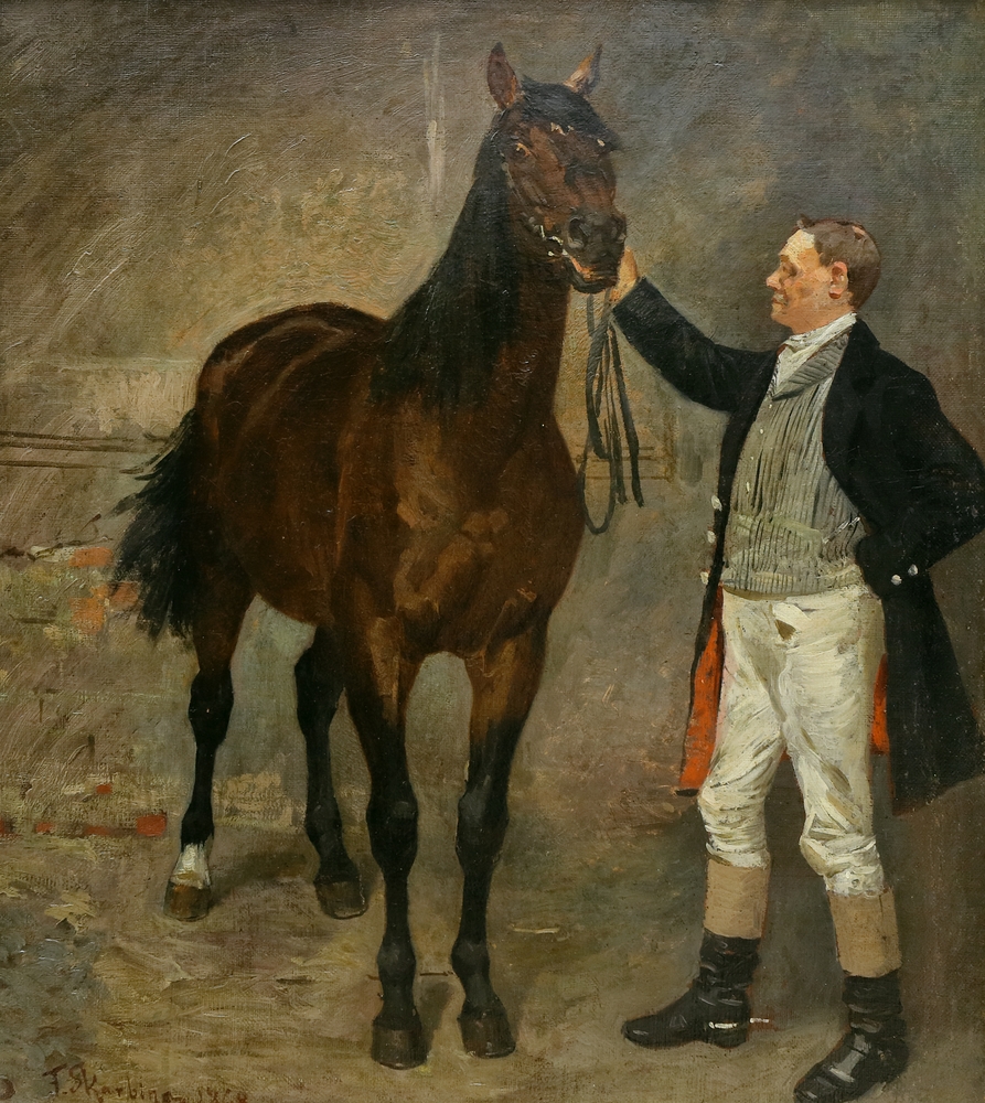 Auktionshaus Quentin Berlin  Gemälde Skarbina  Franz  Reiter und Pferd. 1868