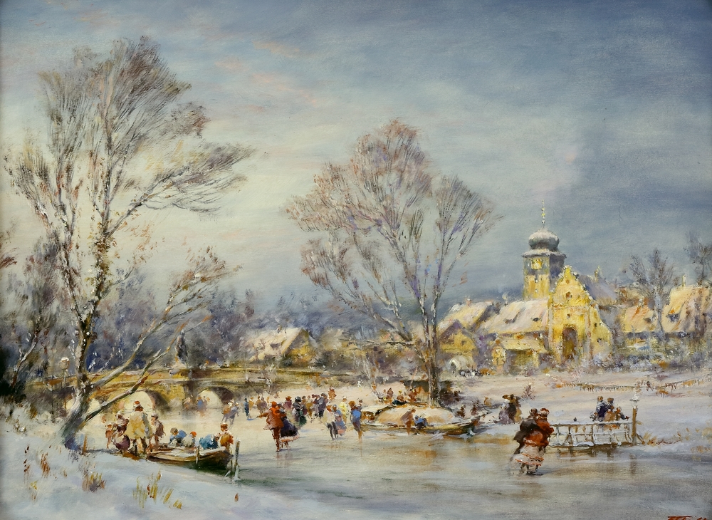 Auktionshaus Quentin Berlin  Gemälde Tritt  Wolfgang  Eisvergnügen.