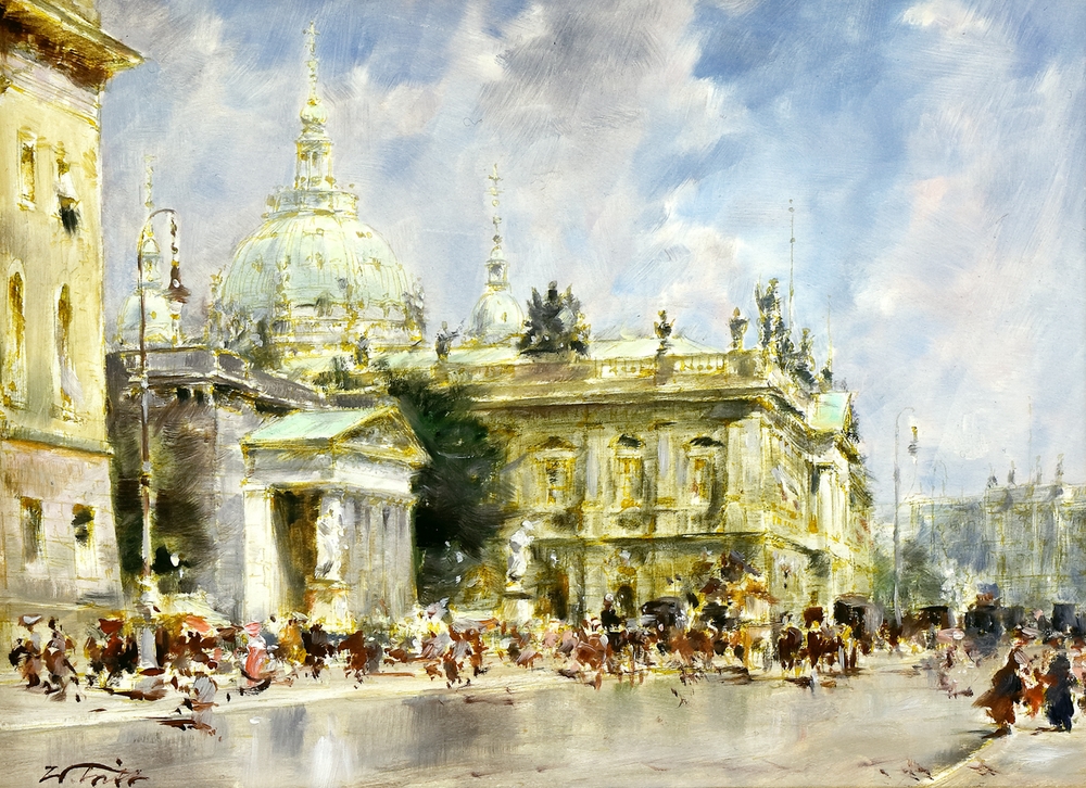 Auktionshaus Quentin Berlin  Gemälde Tritt  Wolfgang  Berlin  Unter den Linden  mit Zeughaus und Neuer Wache. + Zg.