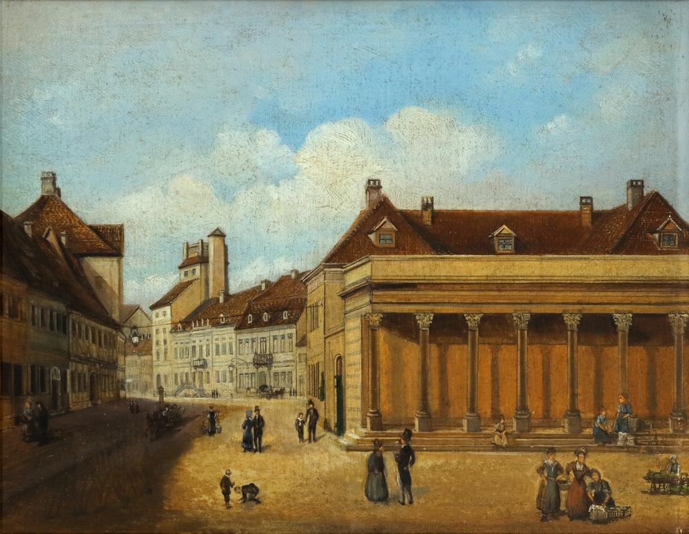 Auktionshaus Quentin Berlin  Gemälde Unbekannter Künstler  um 1840  Der Marktplatz zu Dessau ...