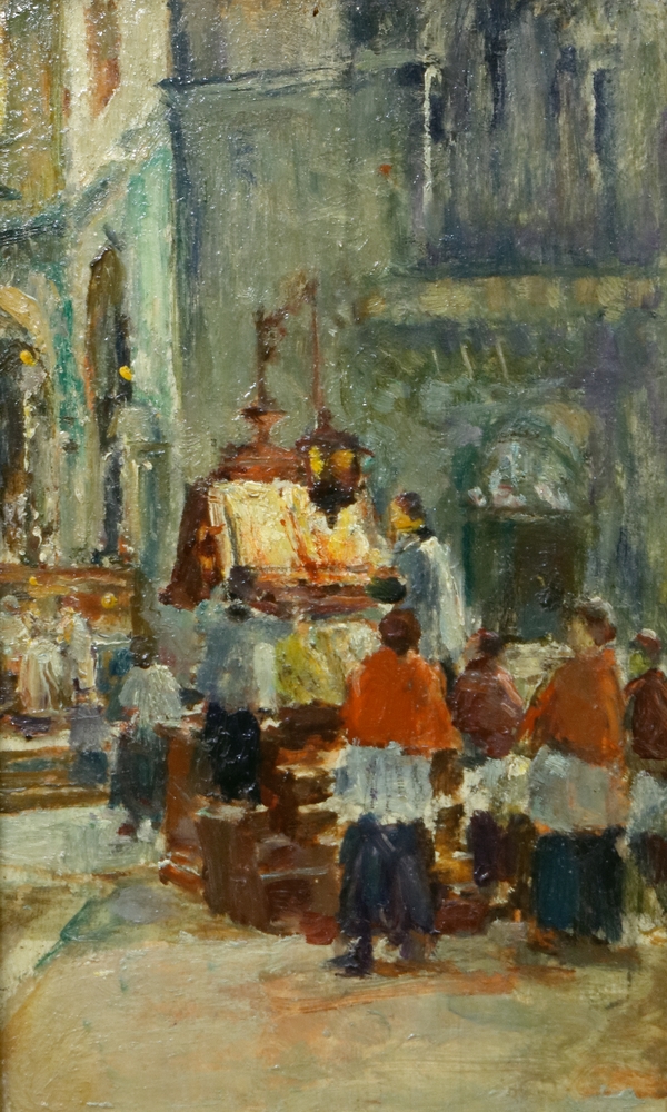 Auktionshaus Quentin Berlin  Gemälde Hollaender  Alfons  Messe im Dom zu Florenz. 1925.