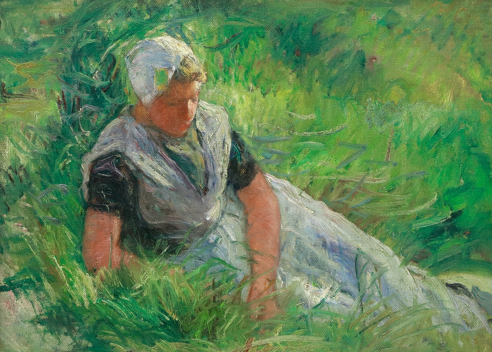 Auktionshaus Quentin Berlin  Gemälde Dettmann  Ludwig  zugeschr. Liegende Frau auf einer Wiese.