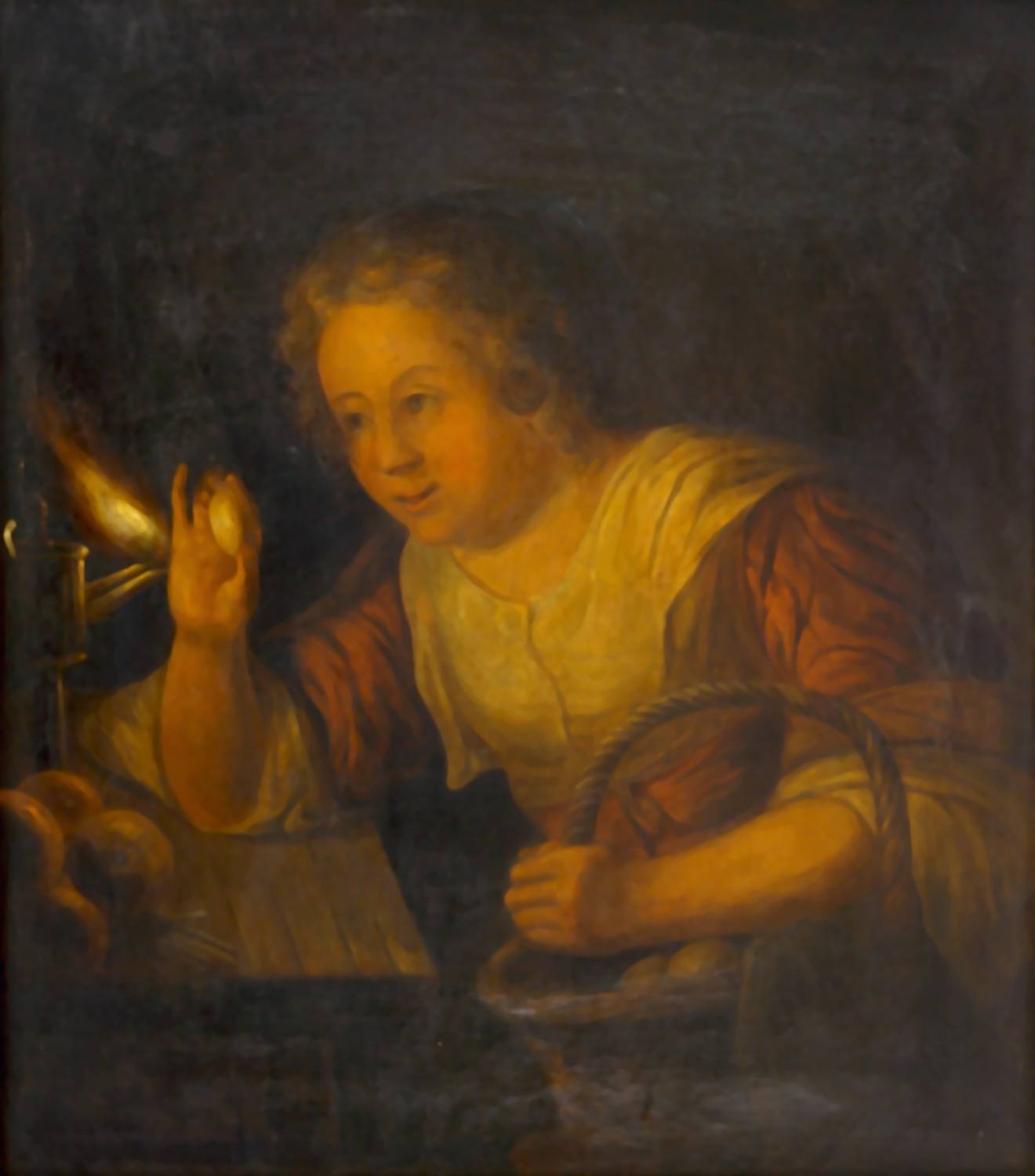 Auktionshaus Quentin Berlin Schalcken  Godfried  nach  Das MÃ¤dchen  ein Ei gegen das Licht haltend