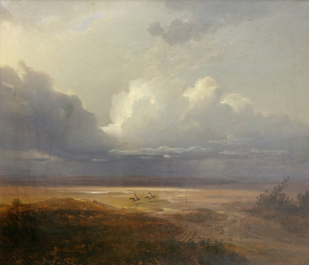 Auktionshaus Quentin Berlin  Gemälde Kummer  Carl Robert  Weite Landschaft mit zwei Reitern.