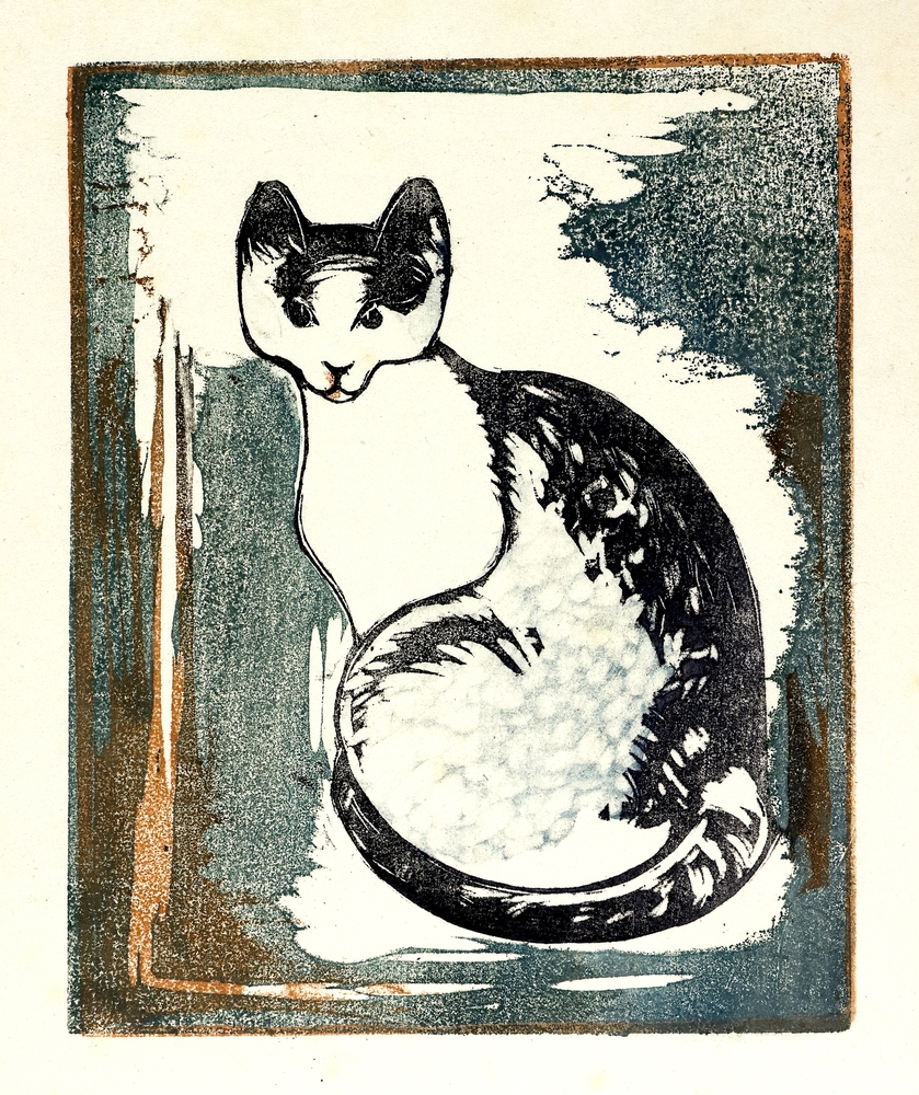 Auktionshaus Quentin Berlin  Künstlergrafik Rágóczy  Joachim  Sitzende Katze.