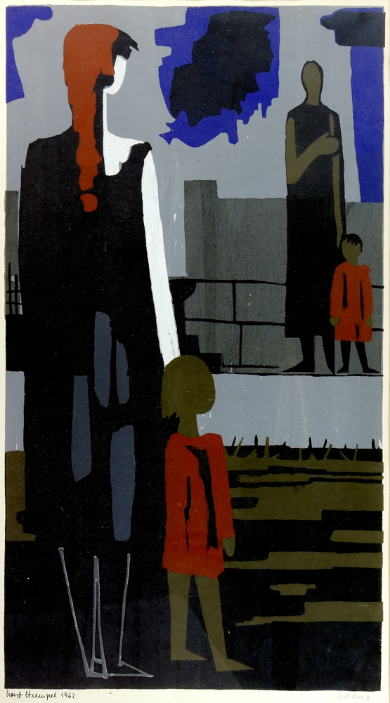 Auktionshaus Quentin Berlin  Künstlergrafik Strempel  Horst  Frauen an der Mauer. 1962.