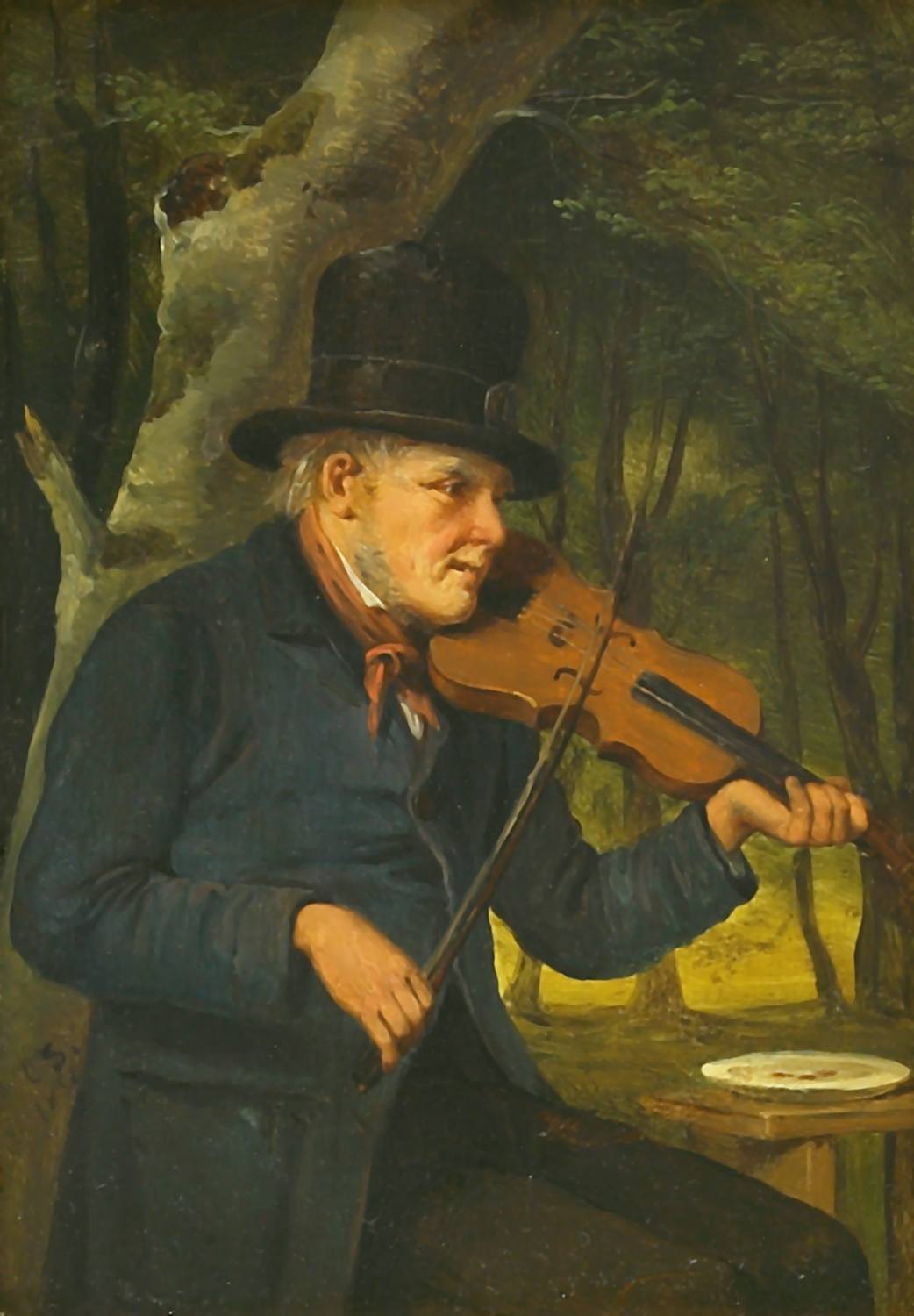 Auktionshaus Quentin Berlin Schleisner  Christian Andreas  zugeschr.  Der Violinspieler. 1850