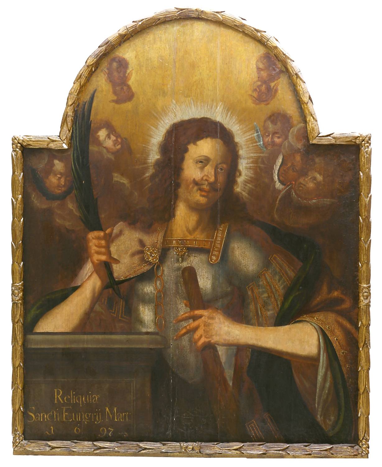 Auktionshaus Quentin Berlin Reinhard  Johann Caspar  genannt Tobler  Edelmann in RÃ¼stung als MÃ¤rtyrer  mit Palmwedel in der Rechten und Nimbus