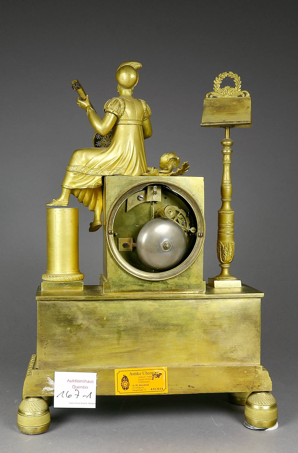 Auktionshaus Quentin Berlin  Glas Uhr  Kaminuhr  Empire  Frankreich  um 1820