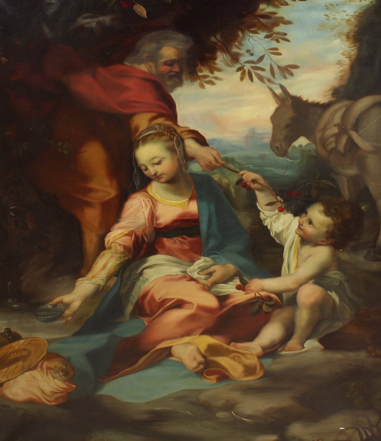 Auktionshaus Quentin Berlin Barocci  Federico (1528 Urbino - 1612 ebd.) Kopie nach Ruhe auf der Flucht nach Ãgypten (Il riposo durante la fuga in Egitto). Ãl auf Leinwand. 