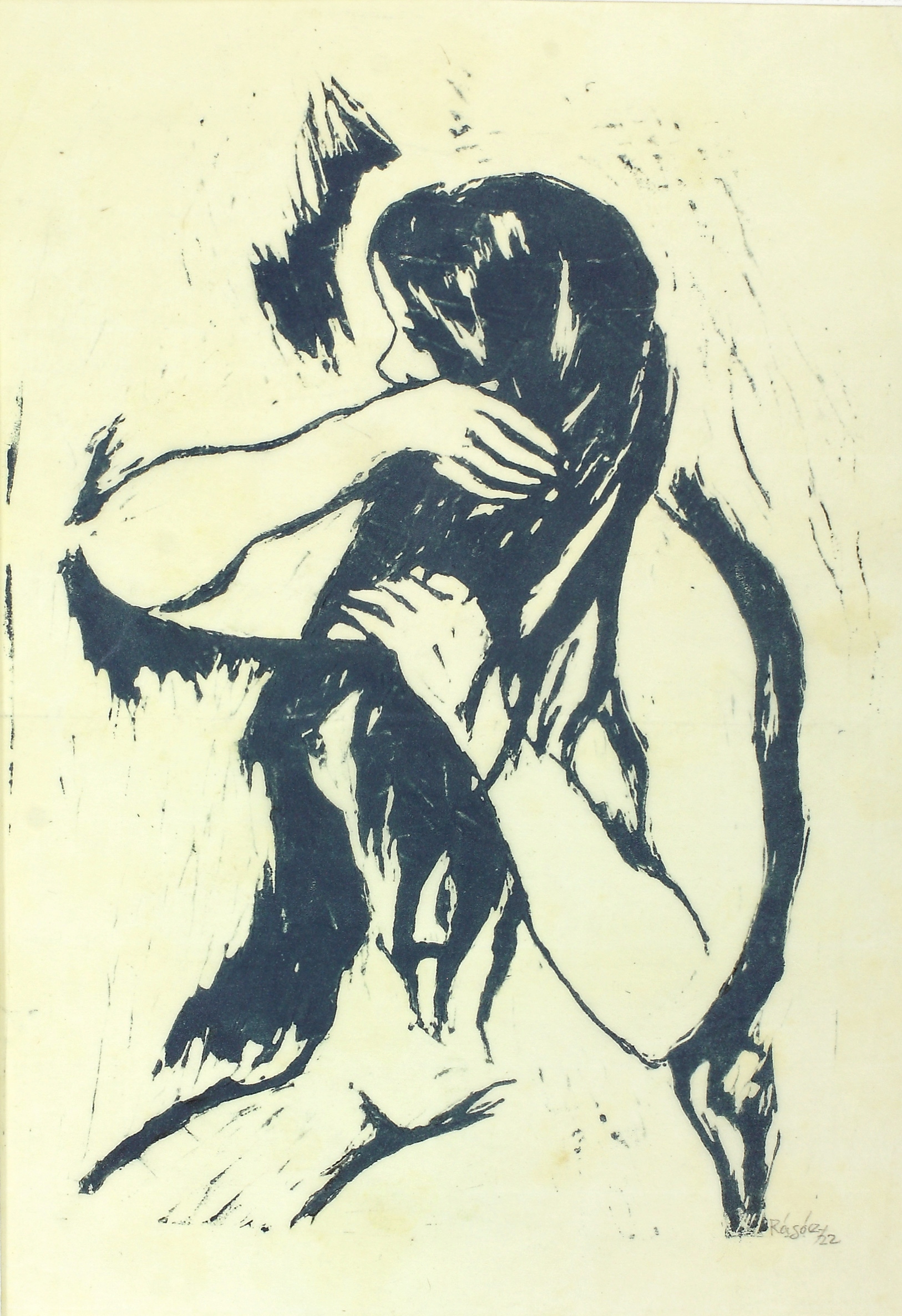 Auktionshaus Quentin Berlin  Künstlergrafik RÃ¡gÃ³czy  Joachim (1895 Bonn - 1975 Berlin)  / MÃ¤dchenakt  die Haare kÃ¤mmend. Holzschnitt in Blaugrau auf Japan. 30 x 22 cm. Signiert und d