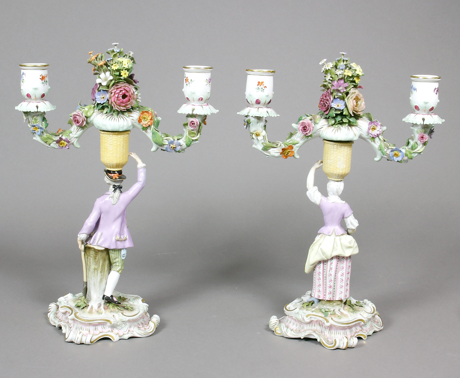 Auktionshaus Quentin Berlin  Porzellan / Fayence Kerzenleuchter  Meissen  19. Jh.  ein Paar
