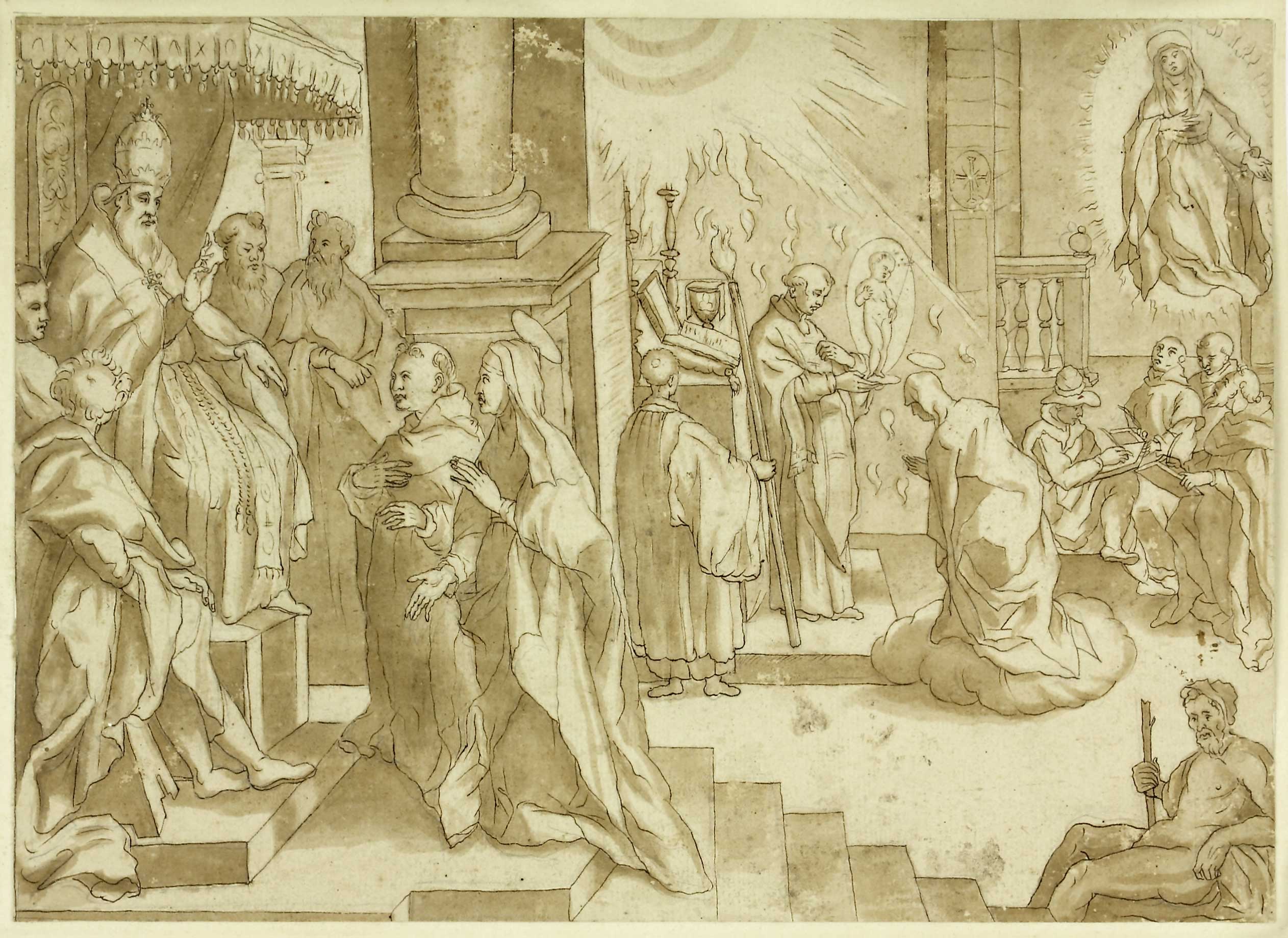 Auktionshaus Quentin Berlin Salviati  Francesco (1510 Florenz - 1563 Rom) Schule Ein Papst  die Zeremonie einer Seligsprechung vollziehend. Reiche figÃ¼rliche Komposition. Fede