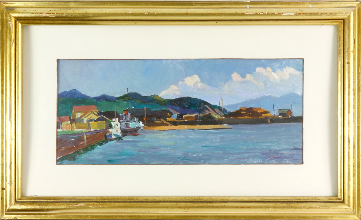 Auktionshaus Quentin Berlin  Gemälde Utekhin  Boris Konstantinovich  Landschaft am Baikalsee. 1958