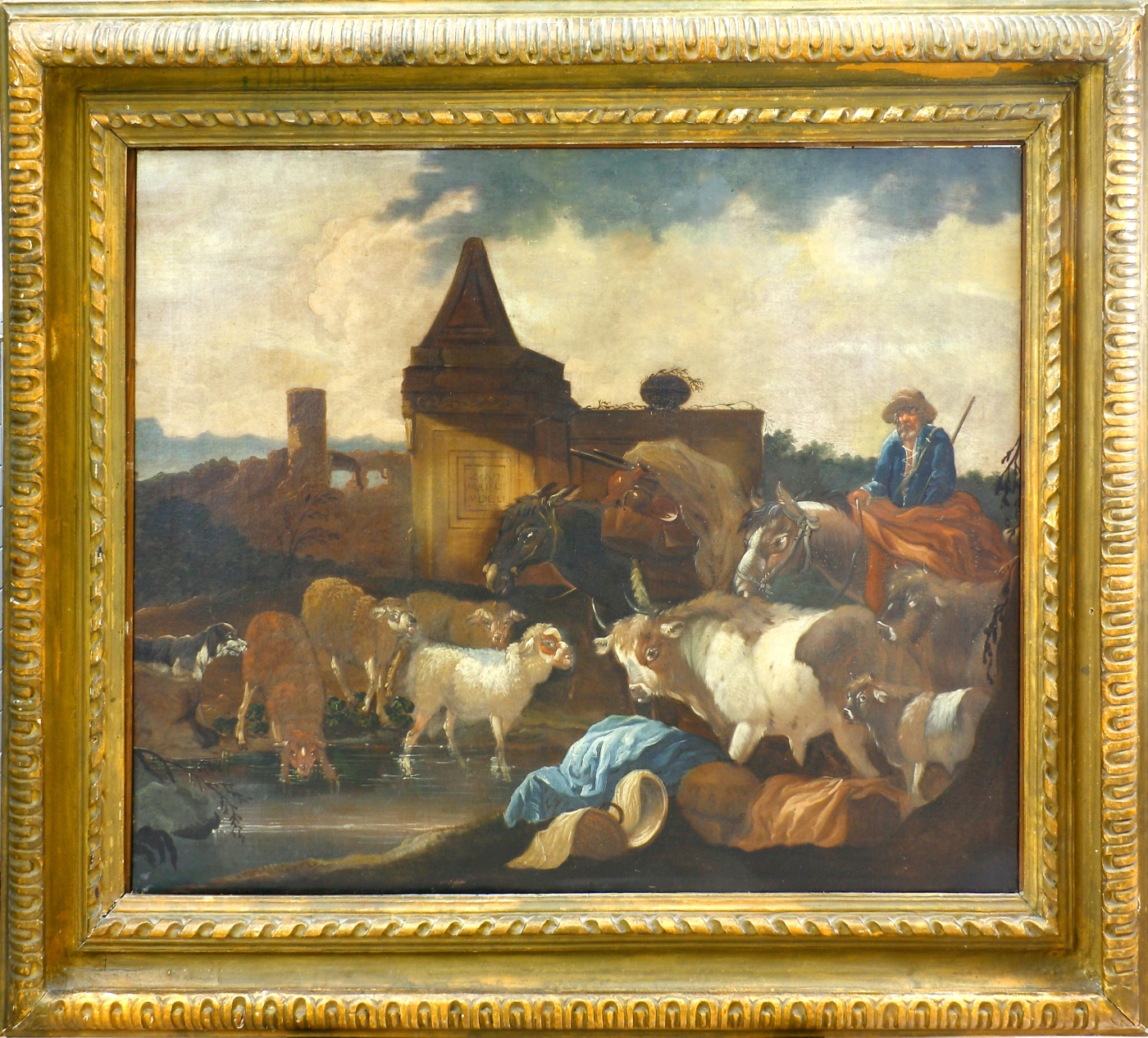 Auktionshaus Quentin Berlin  Gemälde Roos  Philipp Peter  zugeschr.  Hirte mit Vieh  in rÃ¶mischer Campagna