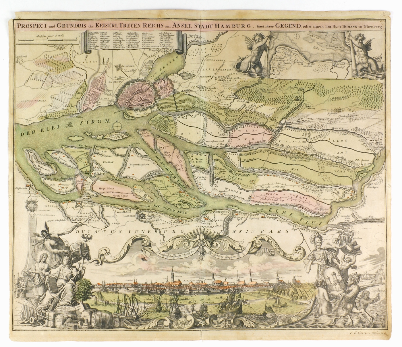 Auktionshaus Quentin Berlin  Dekorative Grafik Landkarte  Hamburg  Johann Baptist Homann  Nürnberg  um 1710