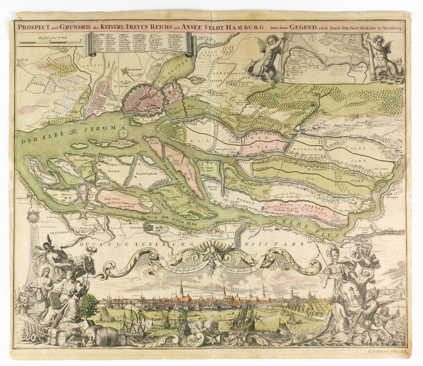 Auktionshaus Quentin Berlin  Dekorative Grafik Landkarte  Hamburg  Johann Baptist Homann  NÃ¼rnberg  um 1710