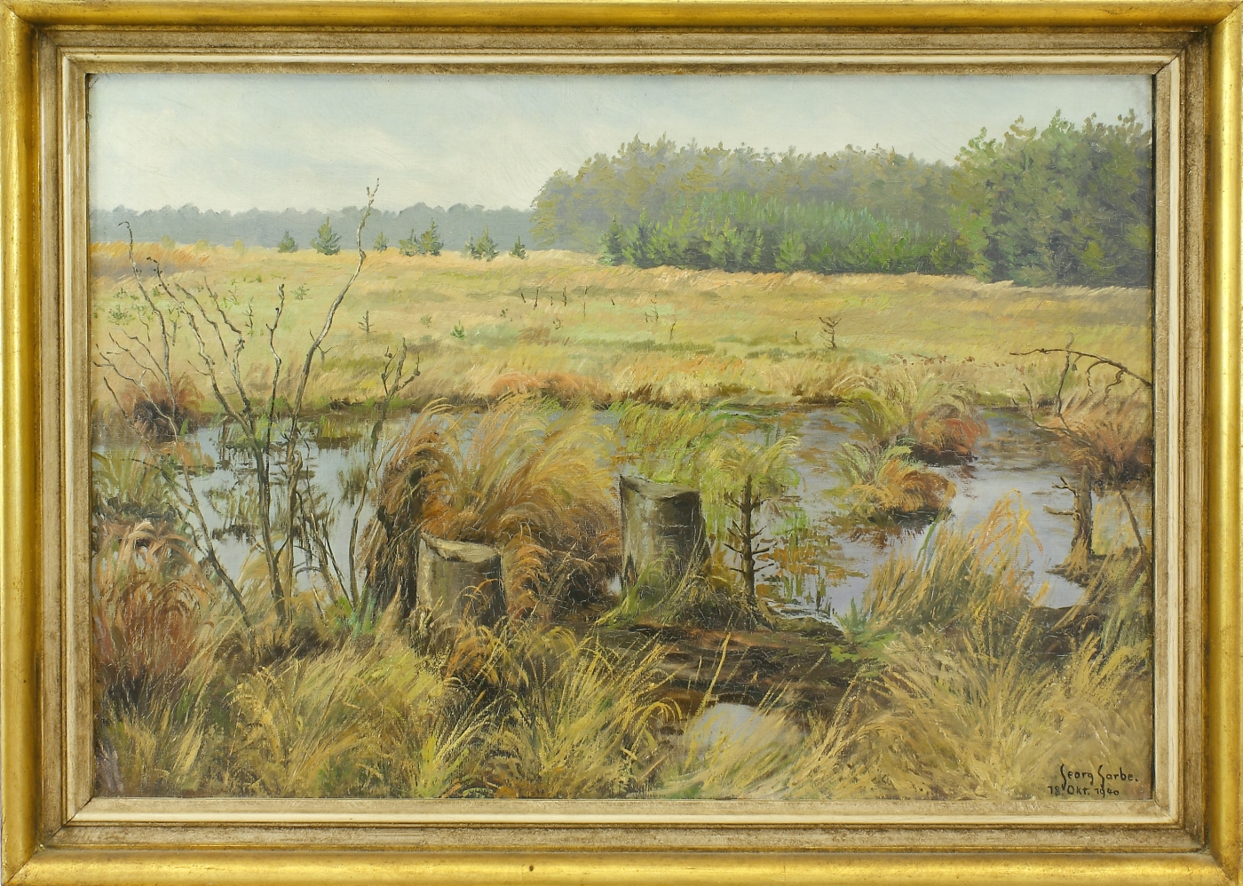 Auktionshaus Quentin Berlin  Gemälde Garbe-Glogau  Georg  Im Moor. Am großen Petschsee in Pommern. Okt. 1940