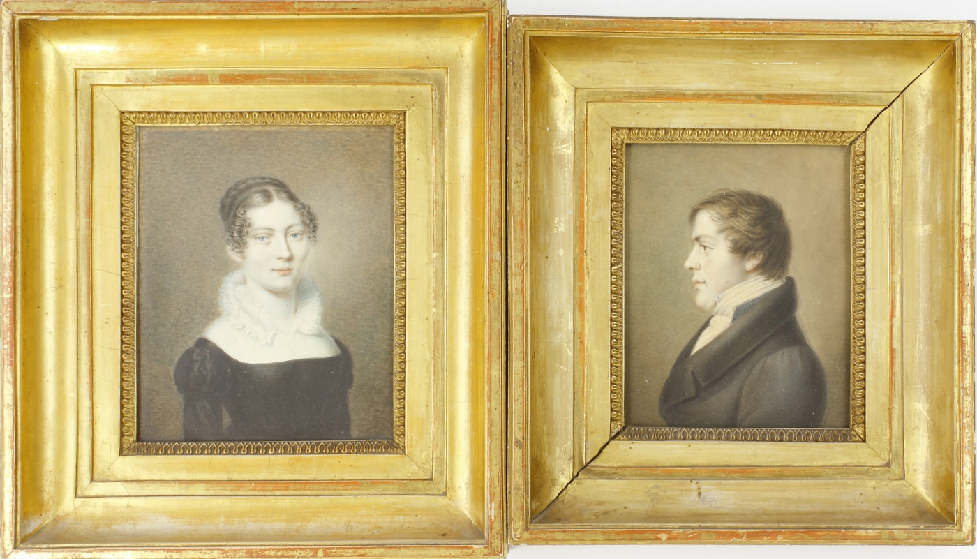 Auktionshaus Quentin Berlin PortrÃ¤tmaler  Biedermeier  Anfang 19. Jh.  Brustbild einer Frau und eines Mannes