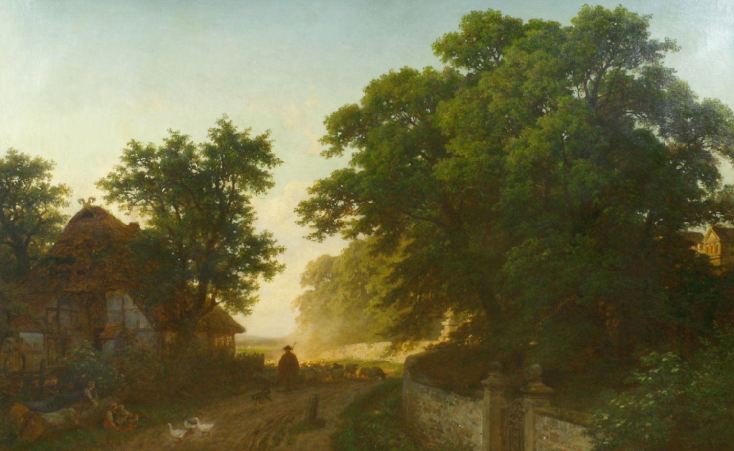 Auktionshaus Quentin Berlin  Gemälde Tacke  Ludwig  Heimkehr der Herde bei Abenddämmerung. 1882
