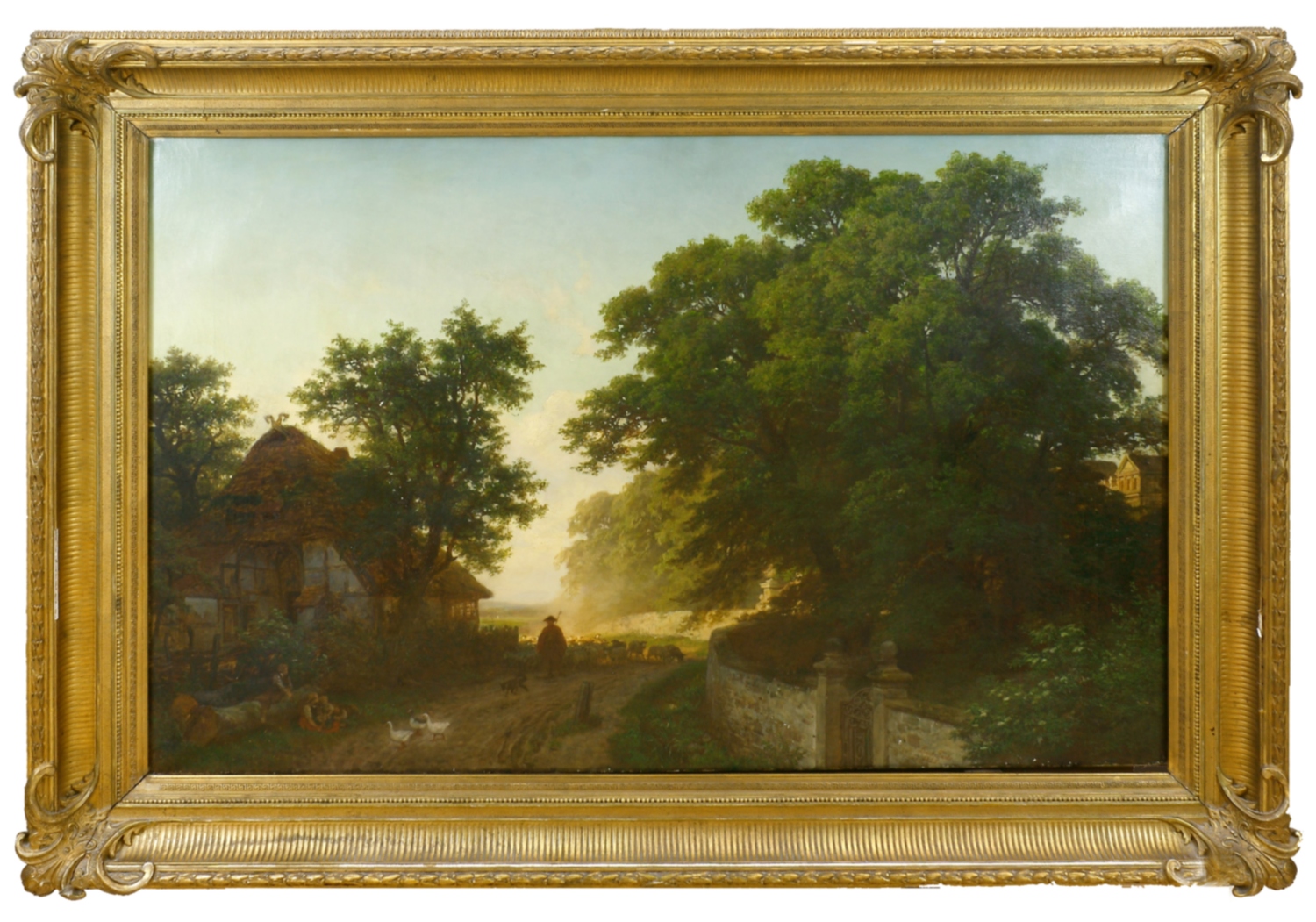 Auktionshaus Quentin Berlin  Gemälde Tacke  Ludwig  Heimkehr der Herde bei Abenddämmerung. 1882