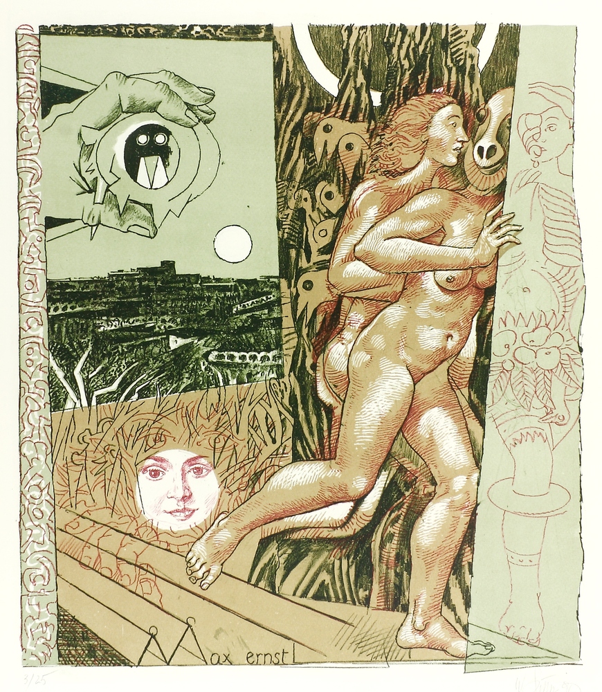 Auktionshaus Quentin Berlin  Künstlergrafik Sitte  Willi  In Hommage an Max Ernst  den MitbegrÃ¼nder des Dadaismus und Surrealismus (1990)