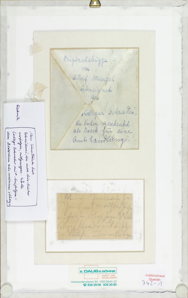 Auktionshaus Quentin Berlin  Zeichnungen Menzel  Adolph von  Eng beieinander liegende Schweizer HÃ¤user. Interlaken (18)85