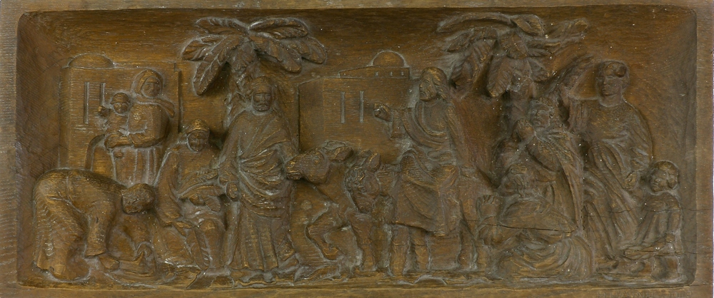 Auktionshaus Quentin Berlin  Skulptur HÃ¤hnel  Helga  Der Einzug in Jerusalem (Lukas 19  28-48). Holz-Relief