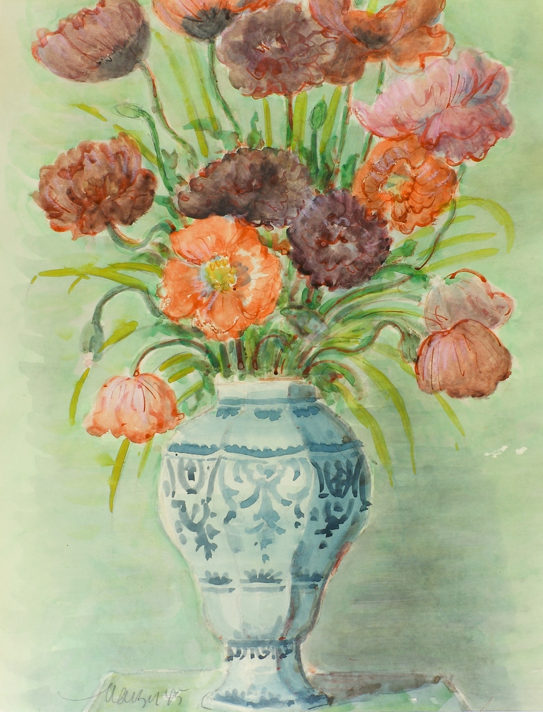 Auktionshaus Quentin Berlin  Zeichnungen Maetzel  Emil  Blume in einer Vase. 1945
