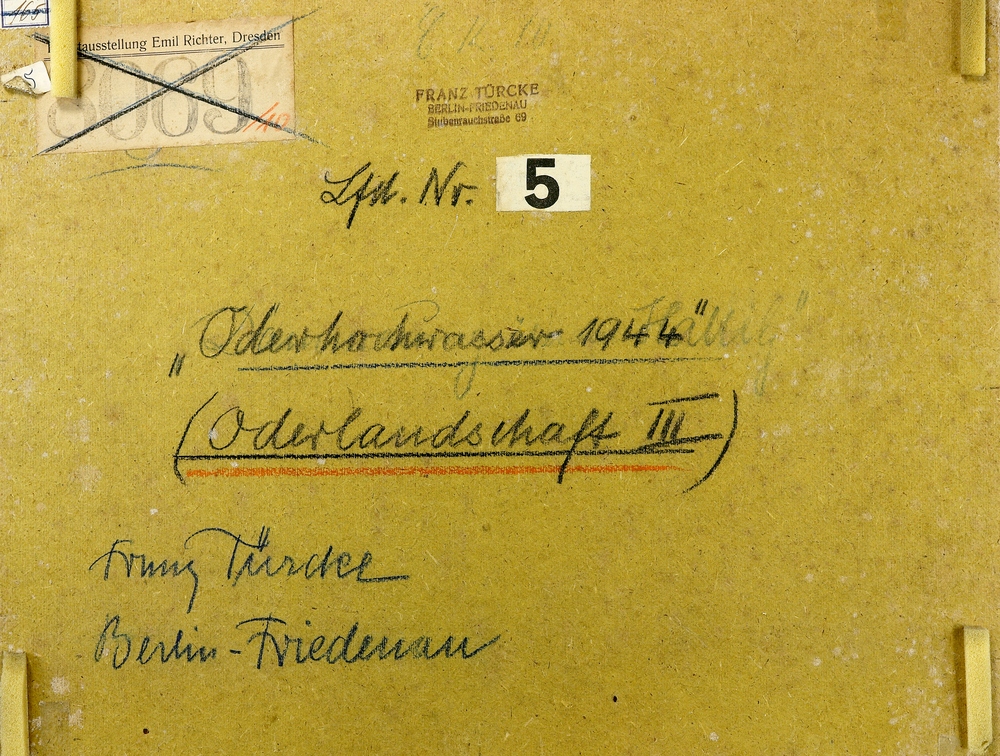 Auktionshaus Quentin Berlin  Zeichnungen TÃ¼rcke  Franz Theodor  Oderhochwasser 1944 (Oderlandschaft III) + Pastell