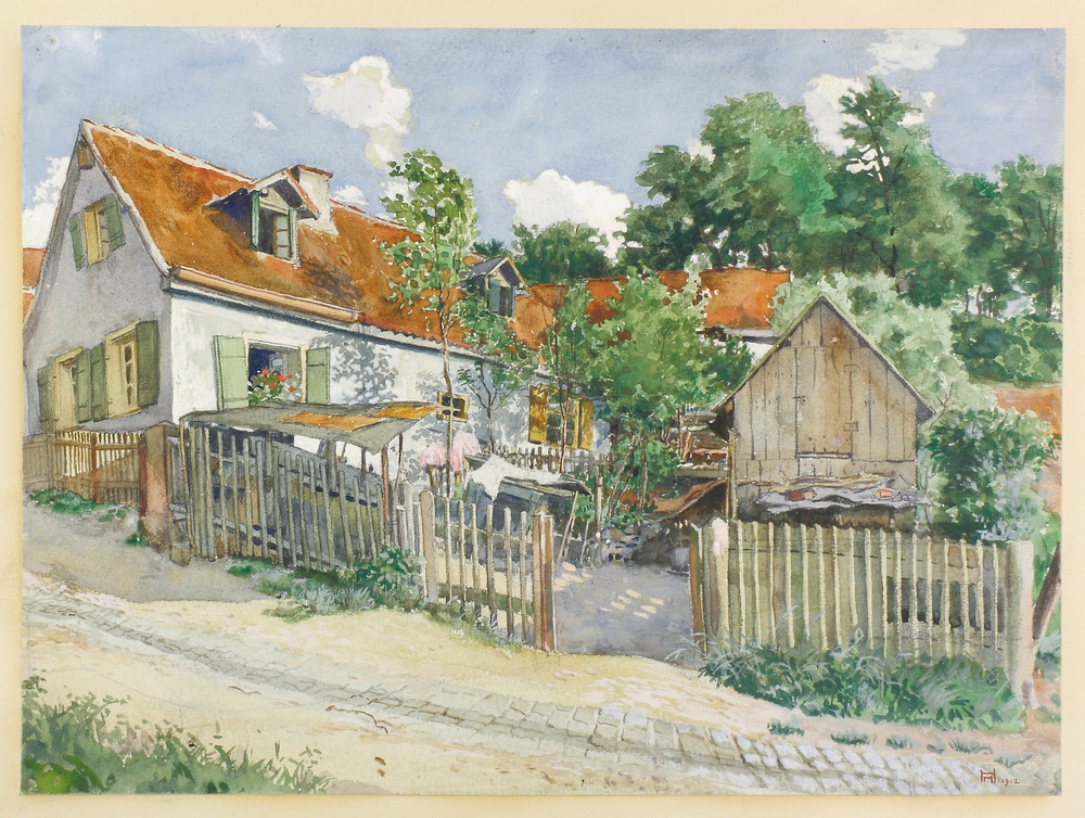 Auktionshaus Quentin Berlin  Zeichnungen Hamel  Otto  Sommerlich lÃ¤ndliche Idylle. 1912.