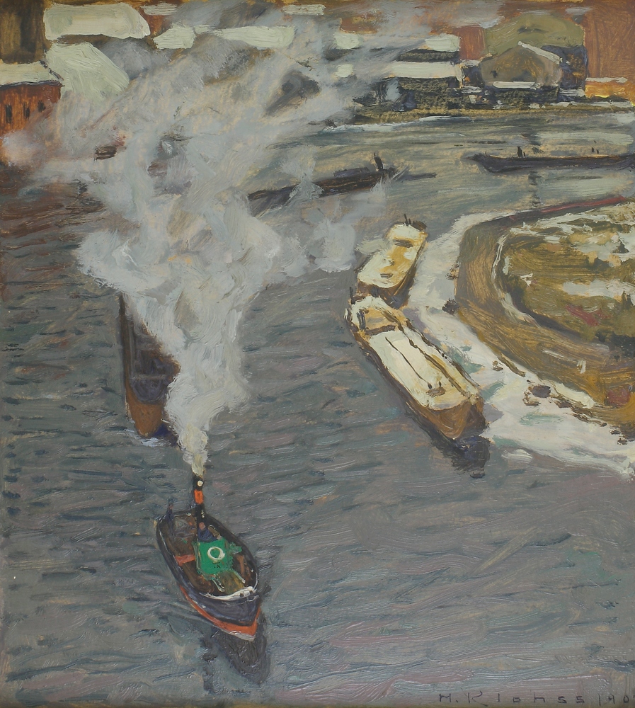 Auktionshaus Quentin Berlin  Gemälde Klohss  Hans  KÃ¤hne auf der Spree (?). 1902