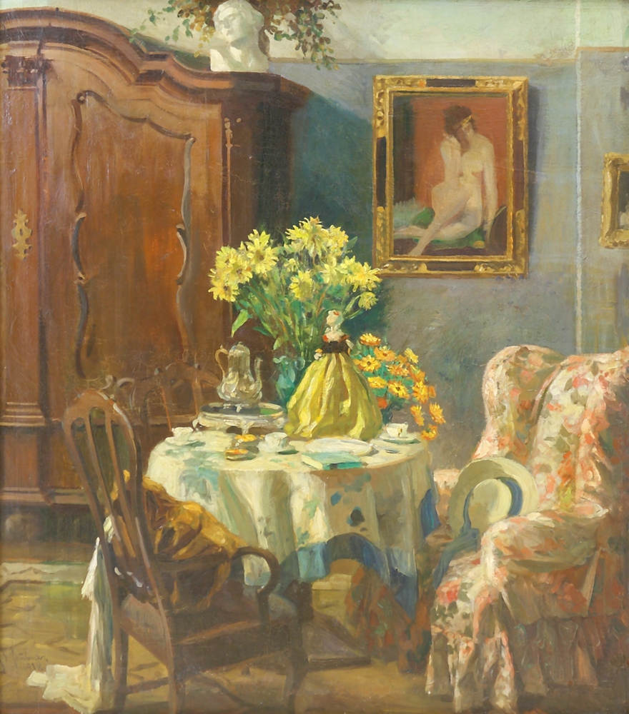 Auktionshaus Quentin Berlin  Gemälde StÃ¼bner  Robert Emil  Stubeninterieur. 1918