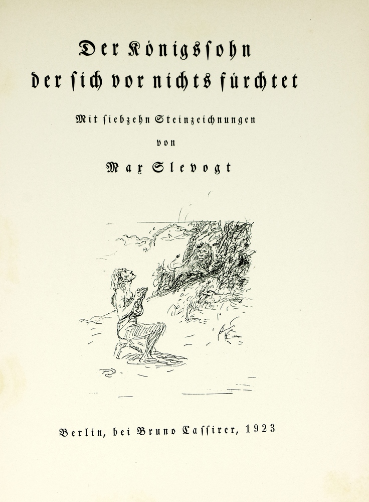 Auktionshaus Quentin Berlin  Künstlergrafik Slevogt  Max  Der Königsohn  der sich vor nichts fürchtet (1923)
