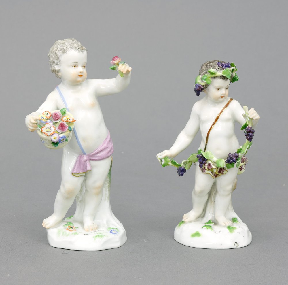 Auktionshaus Quentin Berlin  Porzellan / Fayence Figuren  Meissen  nach 1933  zwei Stück  Jahreszeiten-Figuren