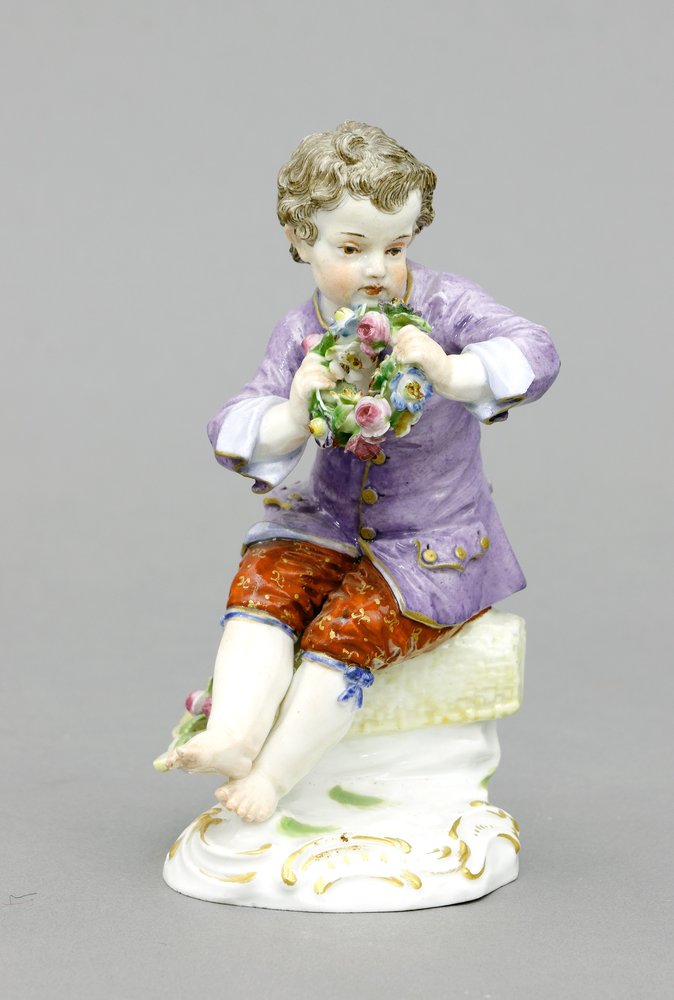Auktionshaus Quentin Berlin  Porzellan / Fayence Figur  Meissen  1850/60 - 1923  Gärtnerkind