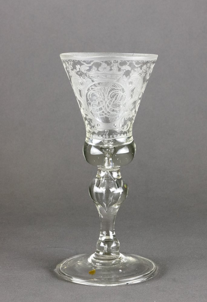 Auktionshaus Quentin Berlin  Glas Kelchglas  Sachsen  18. Jh.  Monogramm EBF