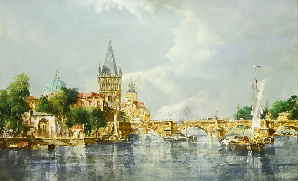 Auktionshaus Quentin Berlin  Gemälde Pallmann  Peter Götz  Prag - Moldau mit Kleinseite