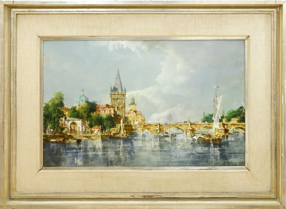 Auktionshaus Quentin Berlin  Gemälde Pallmann  Peter Götz  Prag - Moldau mit Kleinseite