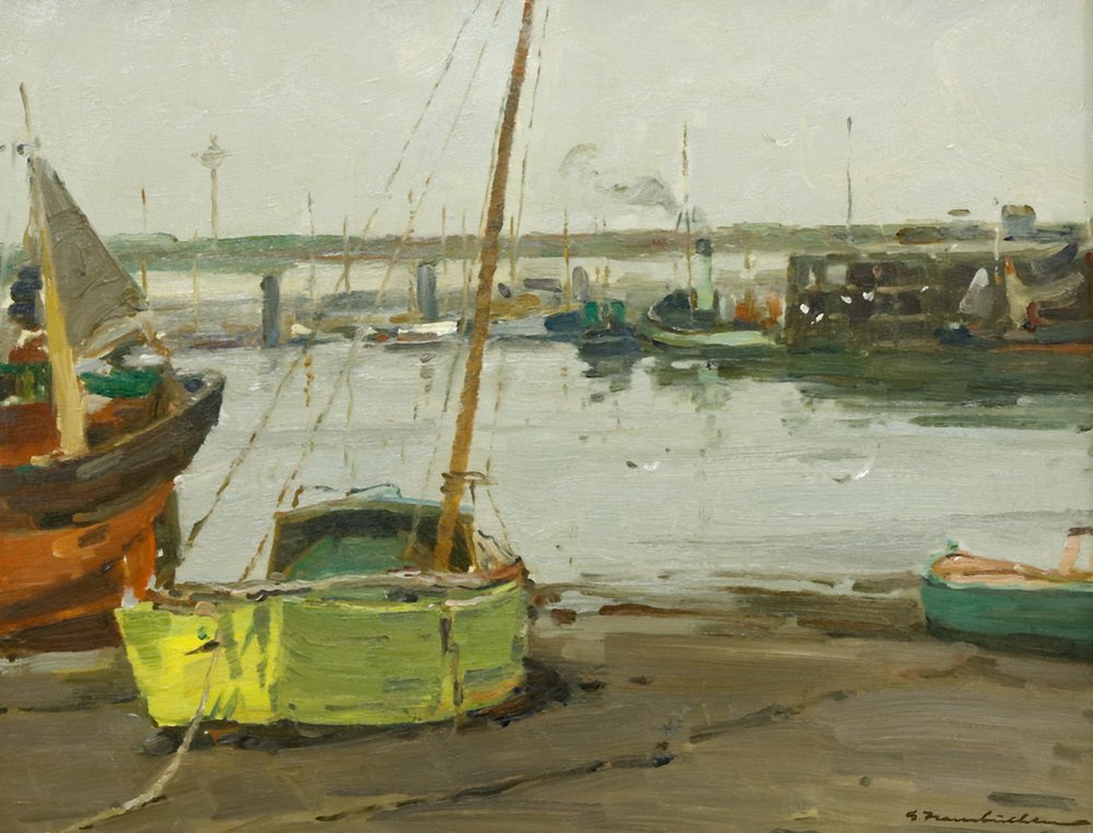 Auktionshaus Quentin Berlin  Gemälde Hambüchen  Georg  Das gelbe Boot II