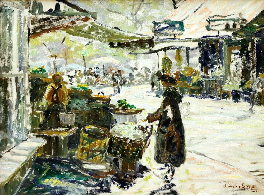 Auktionshaus Quentin Berlin  Gemälde Gans  Heinrich  Auf dem Markt. 1924.