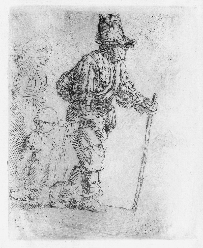 Auktionshaus Quentin Berlin  Künstlergrafik Rembrandt  Harmensz van Rijn  Der Bauer mit Weib und Kind auf der Reise. (c. 1652)