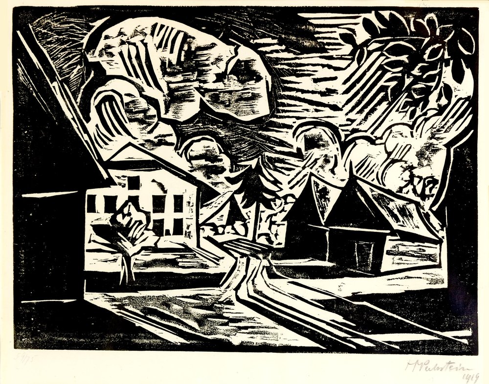 Auktionshaus Quentin Berlin  Künstlergrafik Pechstein  Hermann Max  Dorfstraße (1918)
