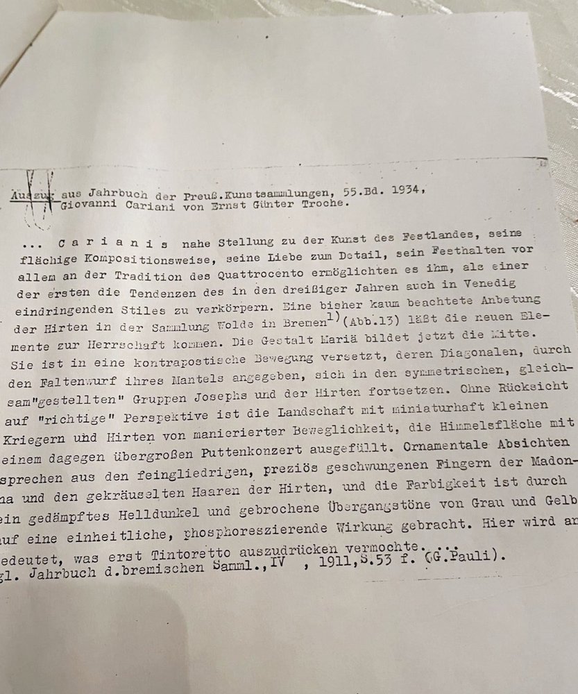 Auktionshaus Quentin Berlin  Gemälde De Busi  Giovanni  gen. Cariani  zugeschr.  Die Anbetung der Hirten