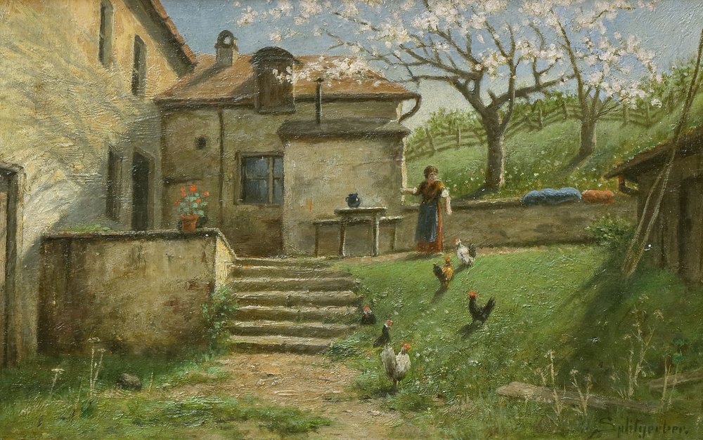 Auktionshaus Quentin Berlin  Gemälde Splitgerber  August  Frühlingsidylle