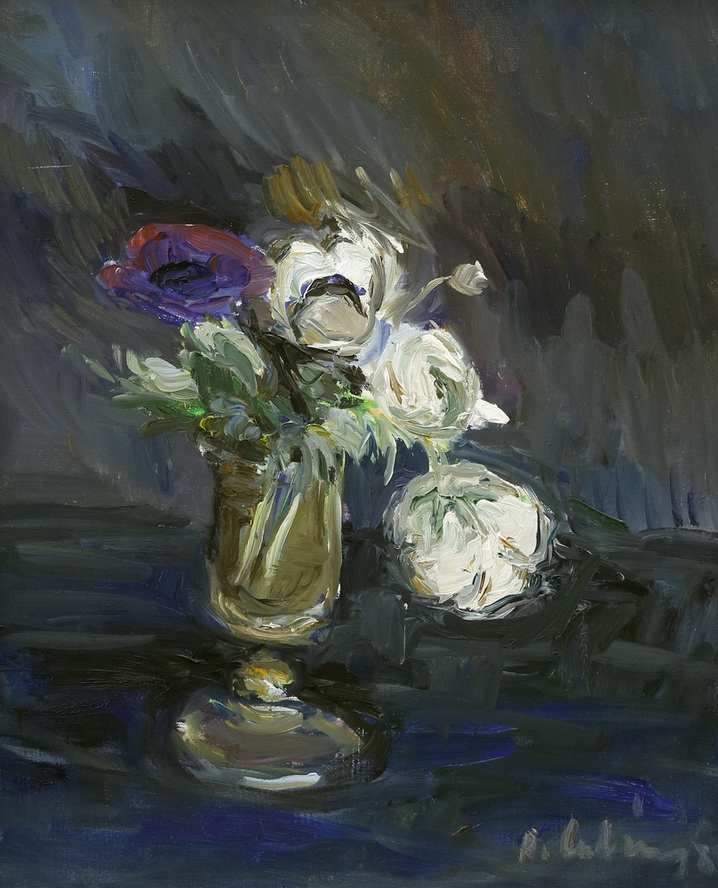 Auktionshaus Quentin Berlin  Gemälde Ladwig  Roland  Blumen in einer Vase. 2. 3. (19)84